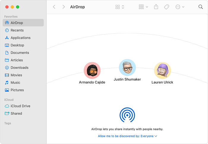 Turn on AirDrop on Mac