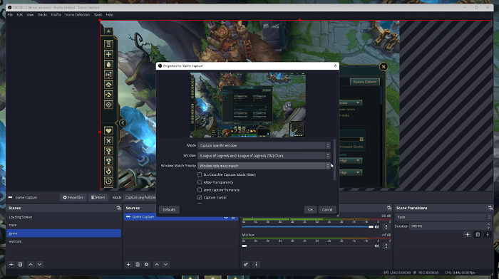 Tweak Settings on OBS