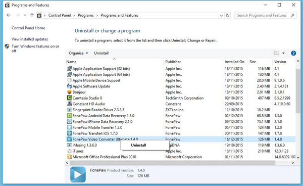 Uninstall FonePaw Video Converter Ultimate