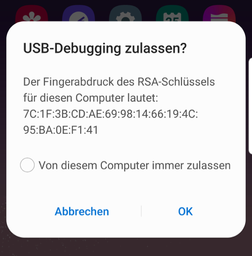 USB Debugging zulassen