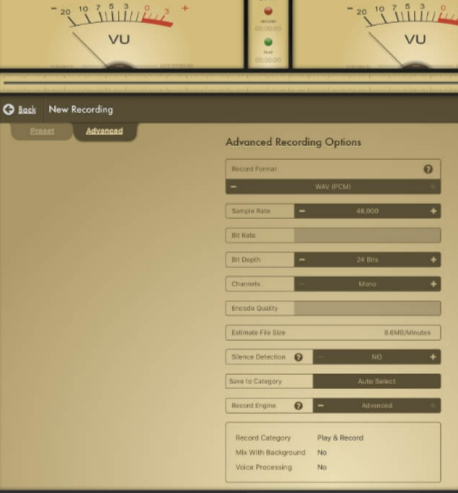 Voice Record Pro Advanced Settings