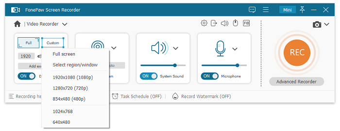 Windows Select Recording Area