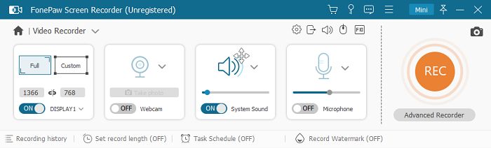 FonePaw Game Recorder Main Interface