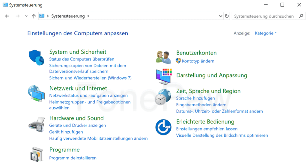 Windows Systemsteuerung