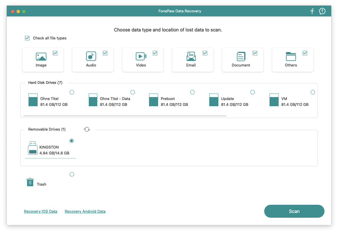  Choose File Types and USB Drive